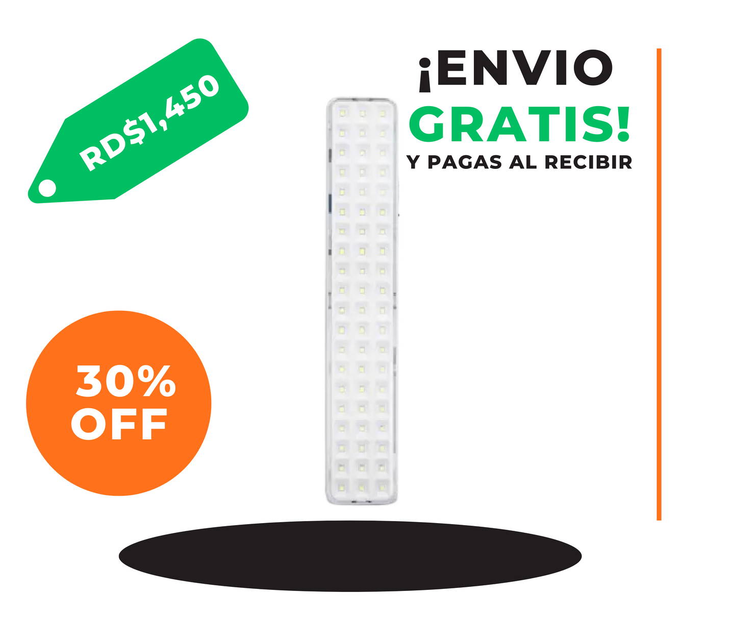 Lampara de Emergencia de 6 horas de uso, 60 LED IP20, 4,2W 240Lm, Litio, SEC